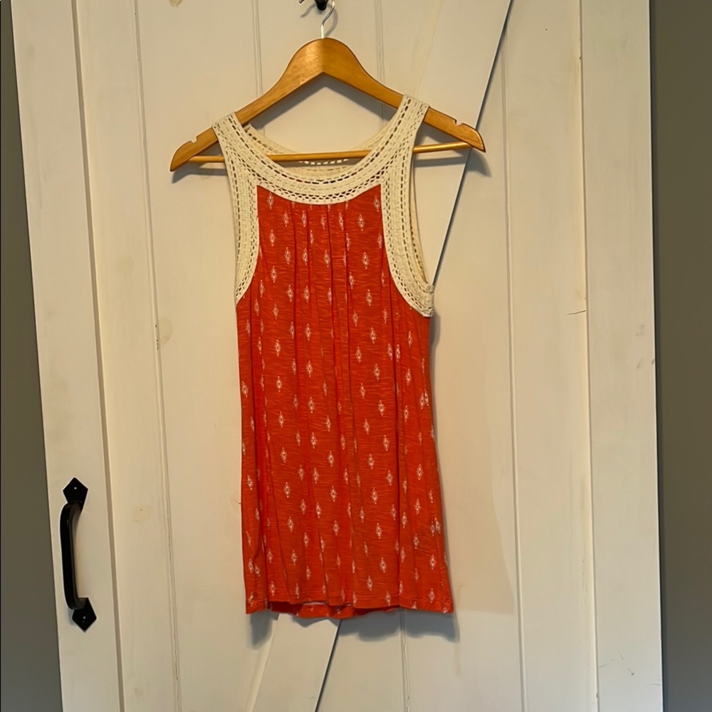 Max Jeans Orange Ribbed Sleeveless Tank Top